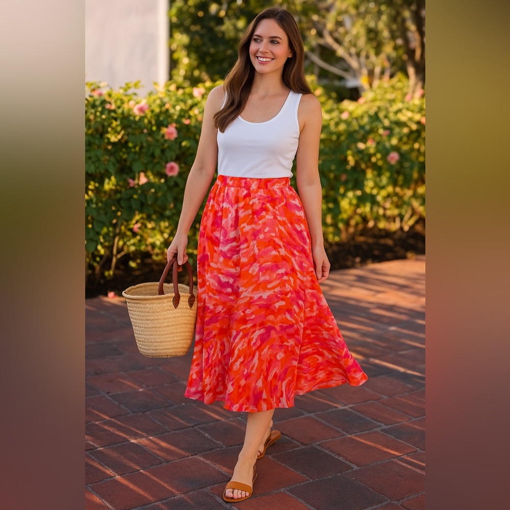 Vibrant Orange and Pink Women's Skirt